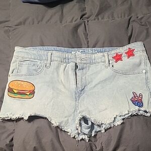 Mossimo Supply Co Blue Jean Shorts with Distressed Hem